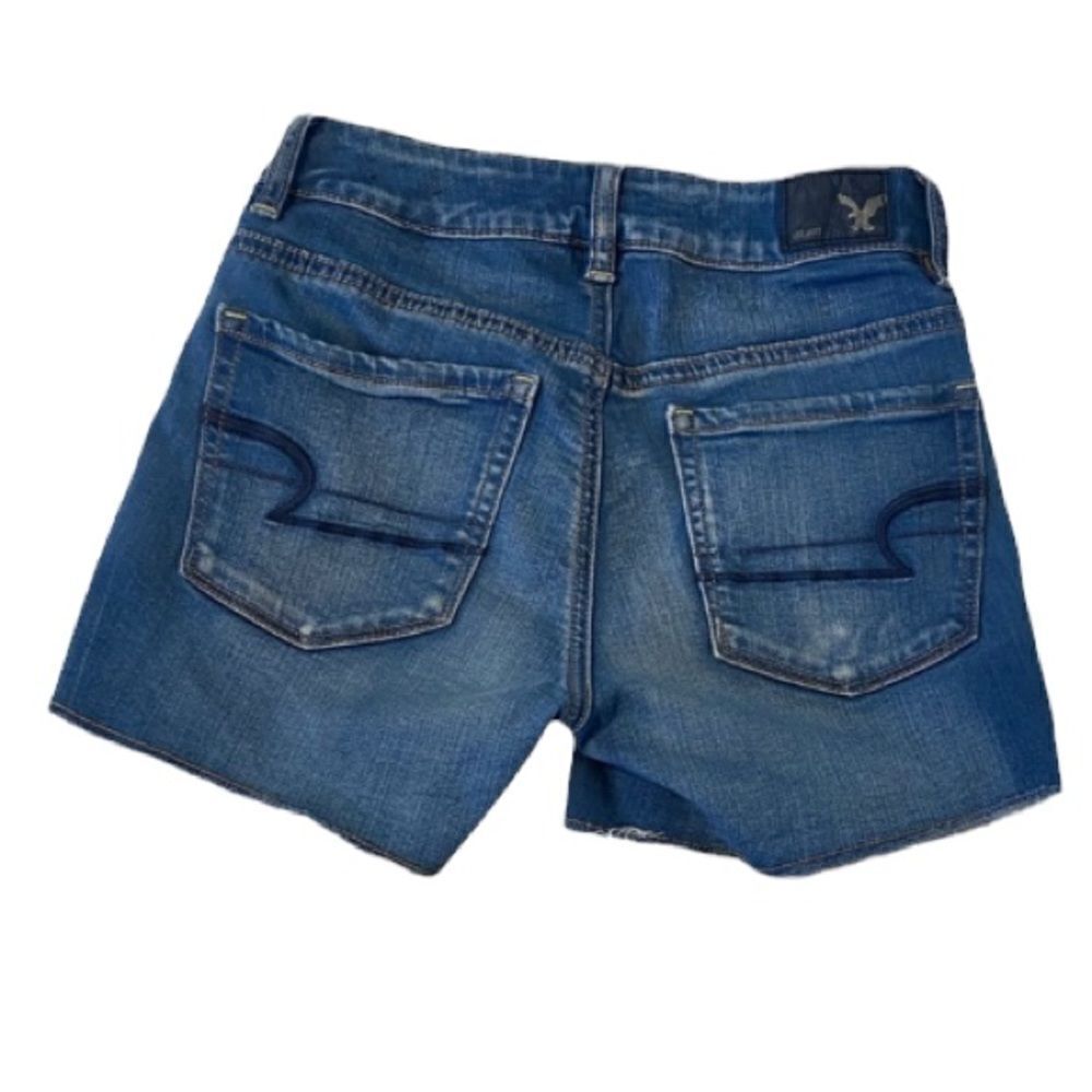 American Eagle Hi Rise Shortie Jean Shorts Womens 00 Medium Wash Summer AU0309 - Picture 2 of 6